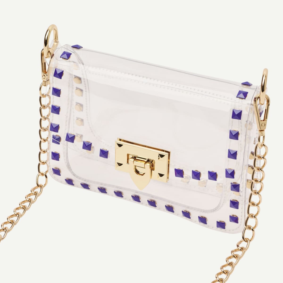 Purple Stud Clear Bag top