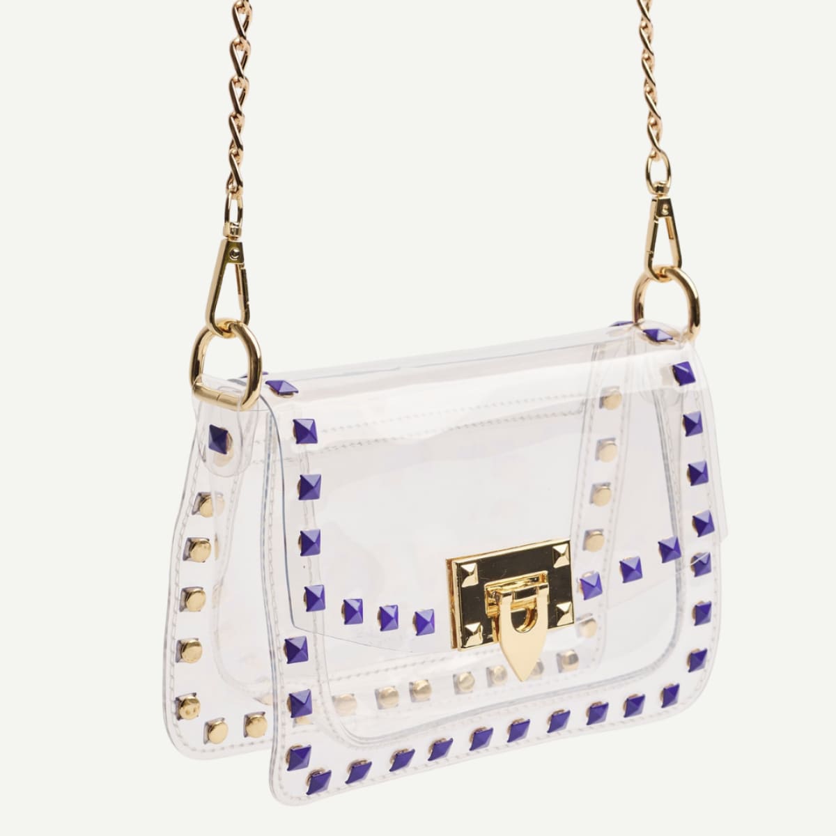 Purple Stud Clear Bag front side