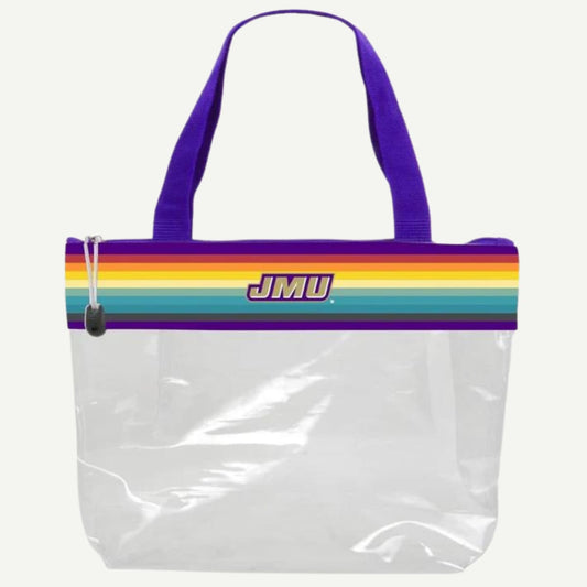 Rainbow Retro Clear Zippered Tote - TWO IN STOCK