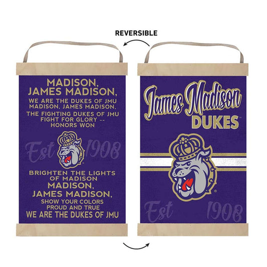James Madison Dukes Reversible Fight Banner – Double-Sided Wall Decor with Jute Ribbon