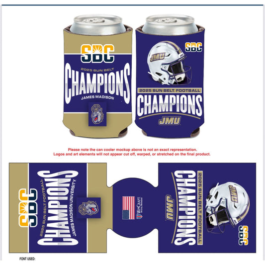 Two can coolers with 'SBC Champions' text and logos on a white background