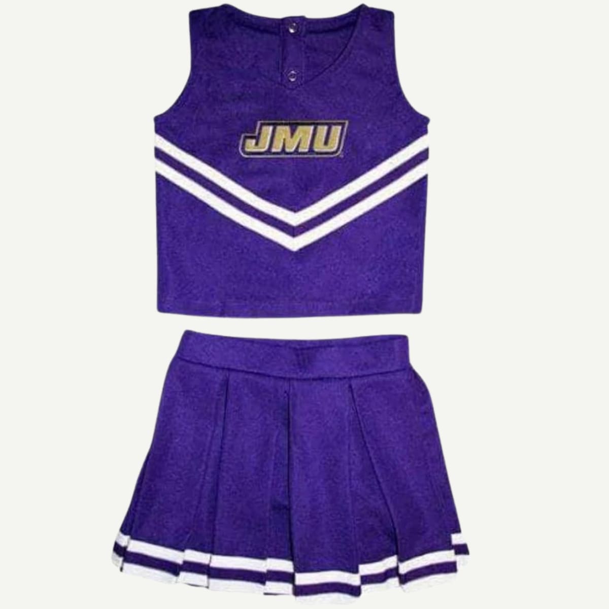 JMU Toddler and Youth Cheerleader Outfit, Embroidered Logo, Official JMU Kids Apparel, Two-Piece Cheerleader Set, Breathable Fabric, Bright Colors, Sizes 2T to 8