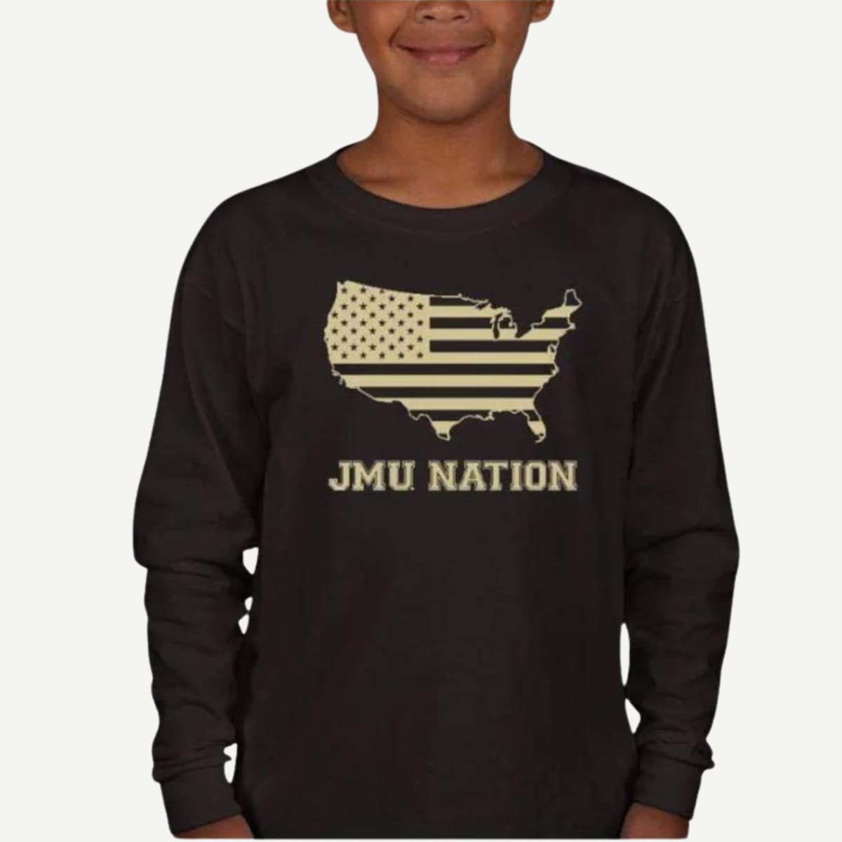 JMU NATION, Toddler Long Sleeve T-Shirt, 100% Cotton Jersey, Ribbed Crew Neck, Ribbed Cuffs, Taped Shoulder-to-Shoulder, Double-Needle Hemmed Bottom, Comfortable Toddler Shirt