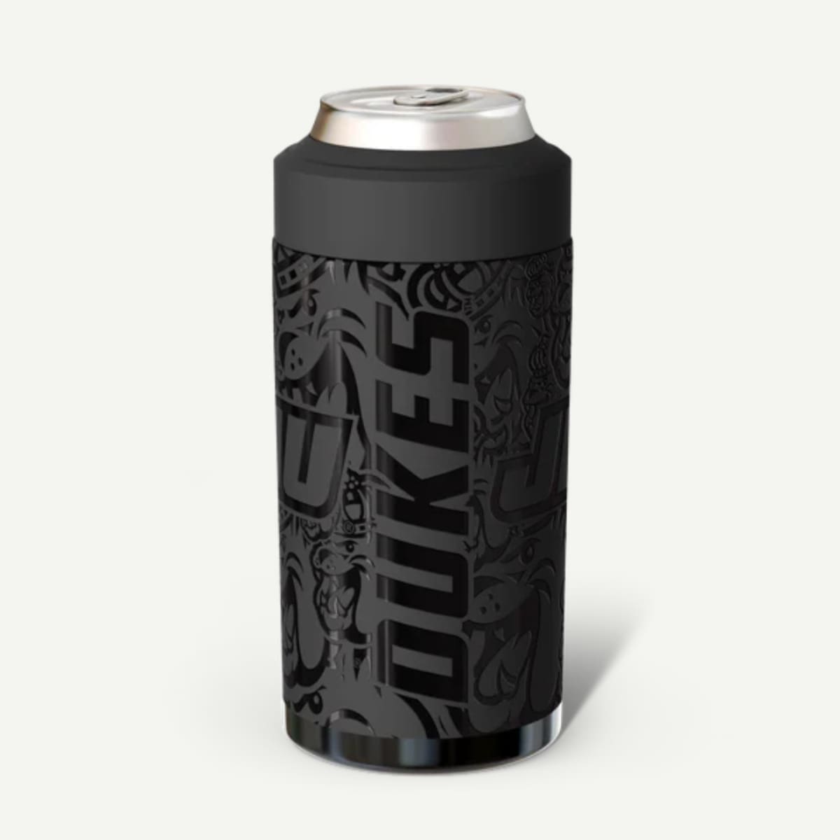 Black can cooler with 'SEXU' branding on a white background