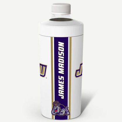 White water bottle with James Madison University branding on a white background