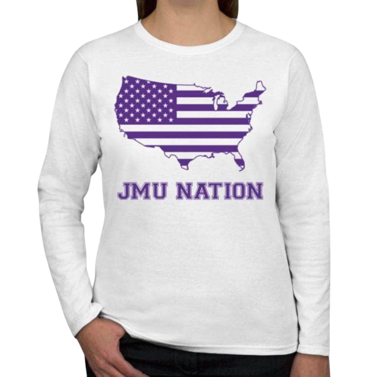 Women’s Long Sleeve T-Shirt - S / WHITE W/PURPLE LOGO