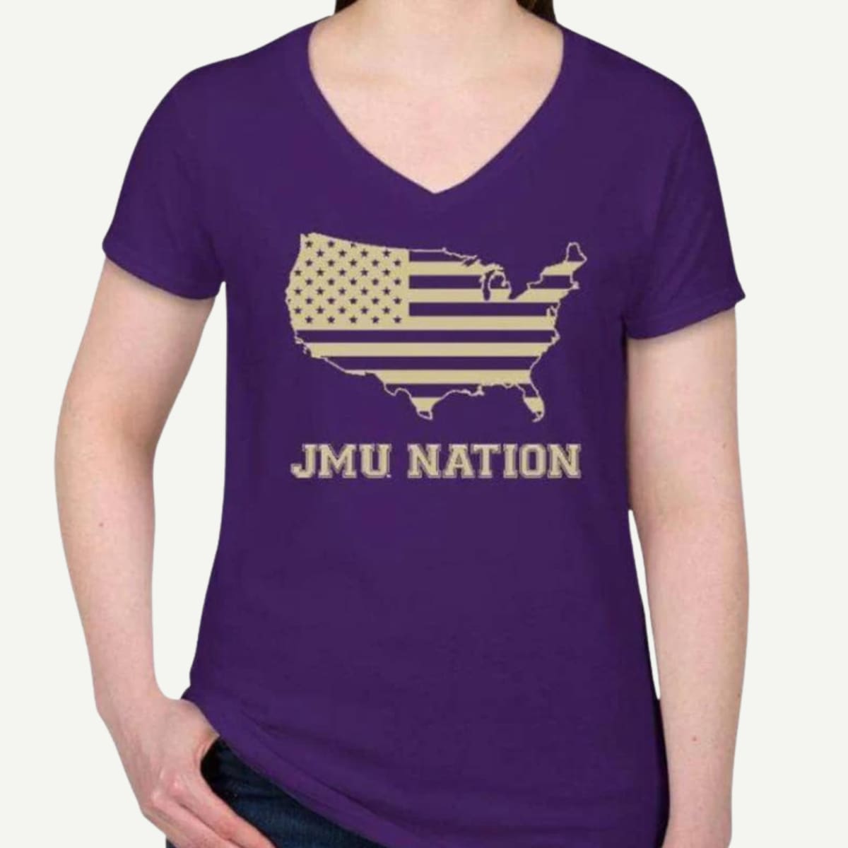 JMU Women's Short Sleeve Cooling Performance Crew, Moisture-Wicking Shirt, Odor Resistant, Purple Nation Apparel