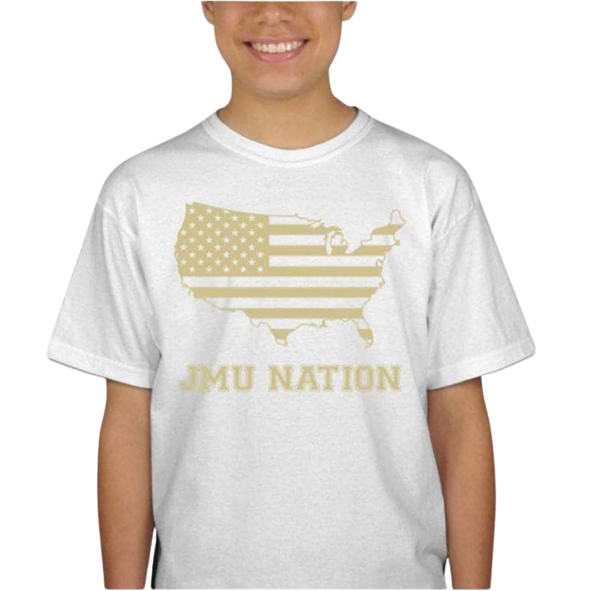 JMU nation Youth Short Sleeve T-Shirt - XS / WHITE W/GOLD LOGO