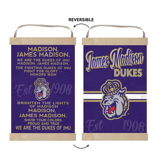 James Madison Dukes Reversible Fight Banner – Double-Sided Wall Decor with Jute Ribbon